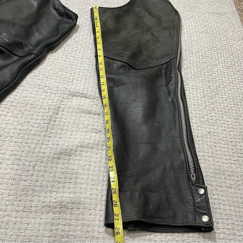 Vintage California Creations Black Leather Chaps Riding Pants Motorcycle Mens L